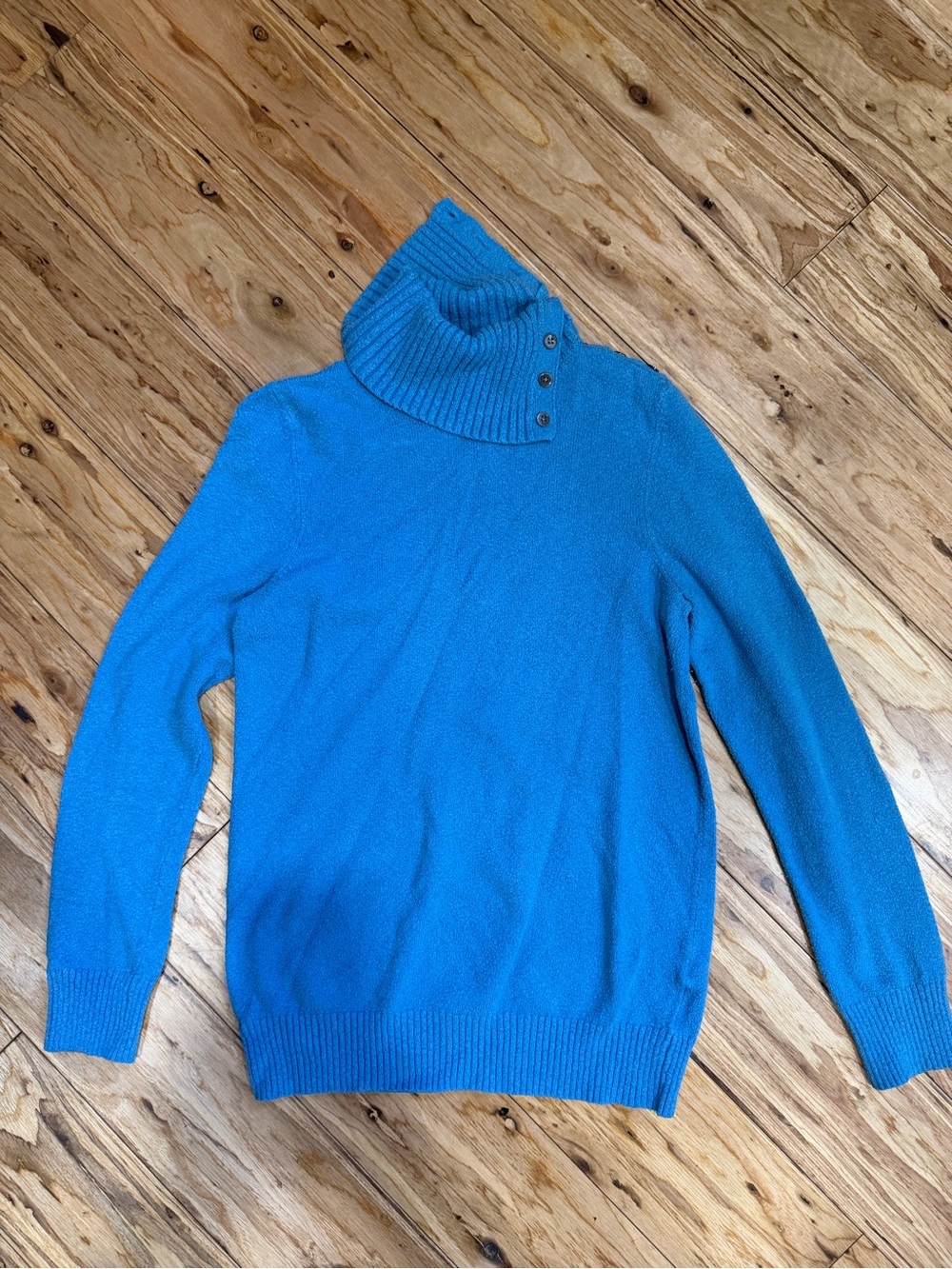 GAP Bright Blue Women's Button-Shoulder Turtleneck Sweater